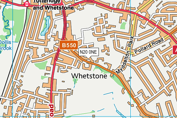 N20 0NE map - OS VectorMap District (Ordnance Survey)