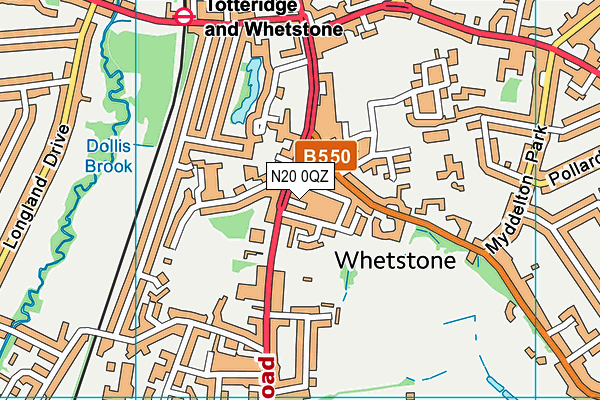 N20 0QZ map - OS VectorMap District (Ordnance Survey)