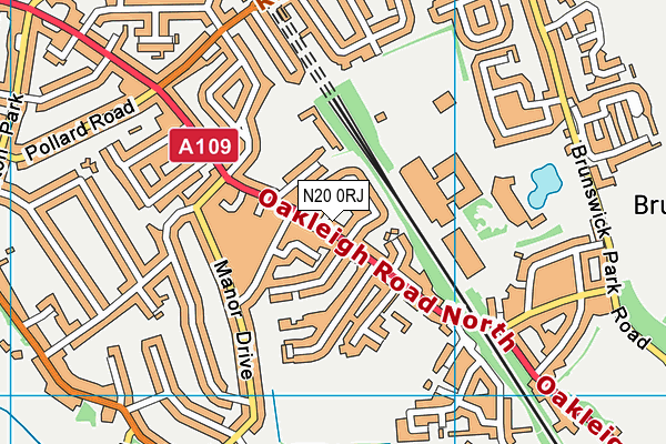 N20 0RJ map - OS VectorMap District (Ordnance Survey)