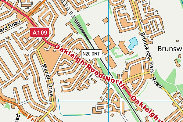 N20 0RT map - OS VectorMap District (Ordnance Survey)