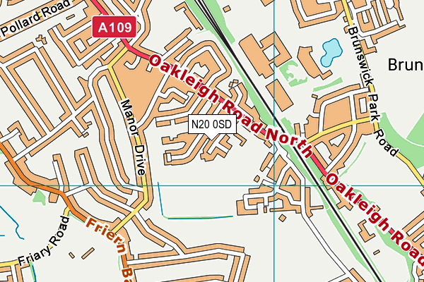 N20 0SD map - OS VectorMap District (Ordnance Survey)