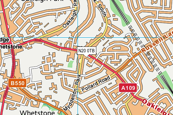 N20 0TB map - OS VectorMap District (Ordnance Survey)