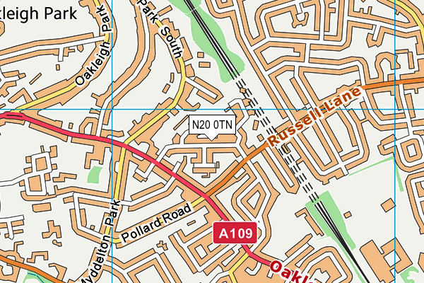 N20 0TN map - OS VectorMap District (Ordnance Survey)