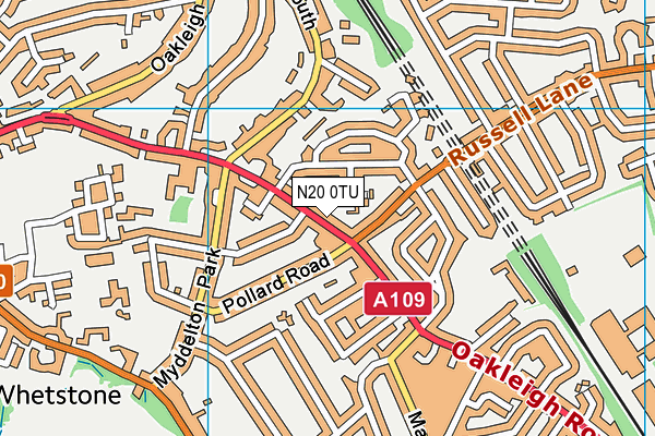 N20 0TU map - OS VectorMap District (Ordnance Survey)