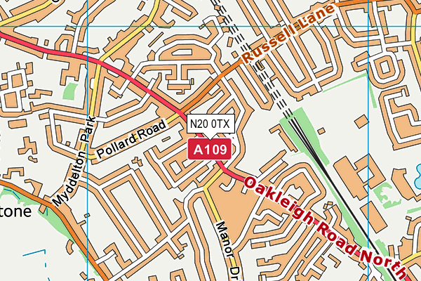 N20 0TX map - OS VectorMap District (Ordnance Survey)