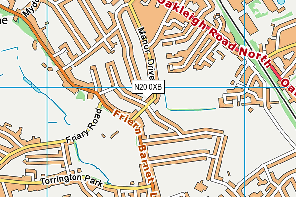 N20 0XB map - OS VectorMap District (Ordnance Survey)