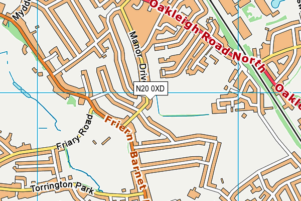 N20 0XD map - OS VectorMap District (Ordnance Survey)