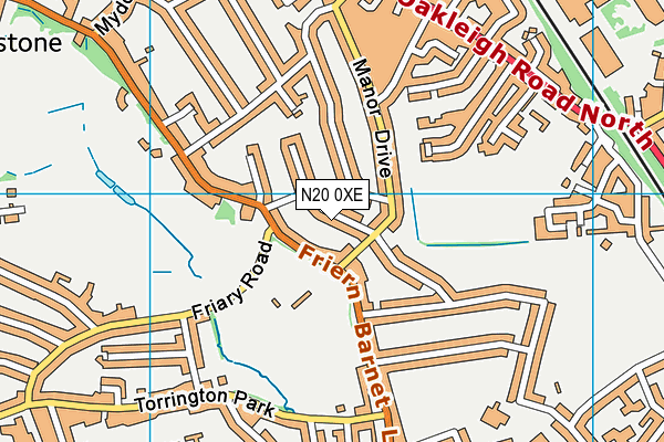 N20 0XE map - OS VectorMap District (Ordnance Survey)