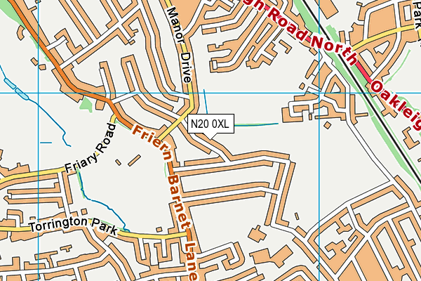 N20 0XL map - OS VectorMap District (Ordnance Survey)