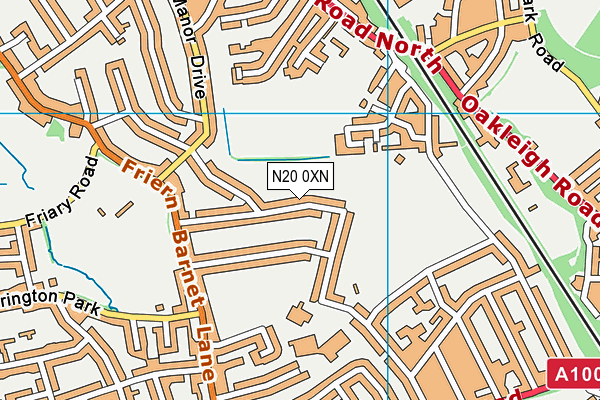 N20 0XN map - OS VectorMap District (Ordnance Survey)