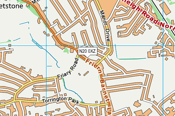 N20 0XZ map - OS VectorMap District (Ordnance Survey)