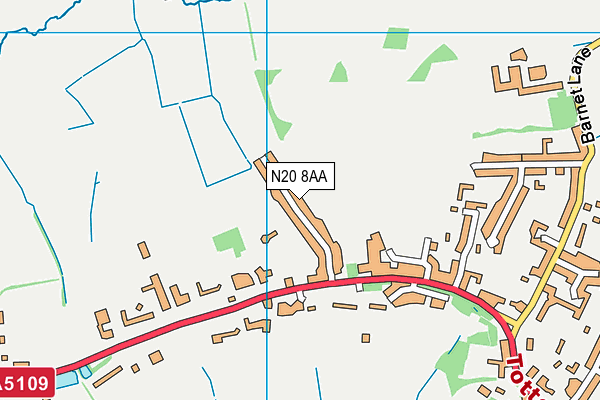 N20 8AA map - OS VectorMap District (Ordnance Survey)