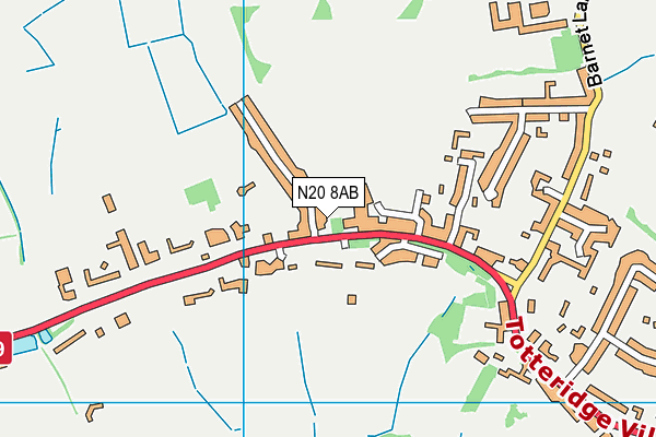 N20 8AB map - OS VectorMap District (Ordnance Survey)