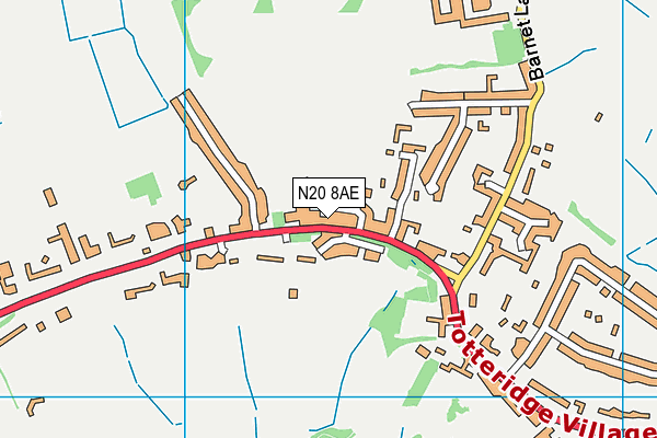N20 8AE map - OS VectorMap District (Ordnance Survey)