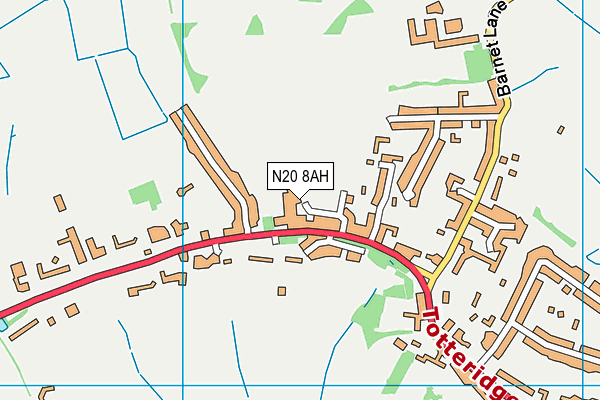 N20 8AH map - OS VectorMap District (Ordnance Survey)