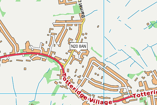 N20 8AN map - OS VectorMap District (Ordnance Survey)