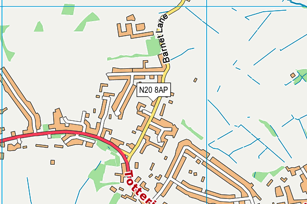 N20 8AP map - OS VectorMap District (Ordnance Survey)