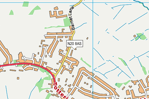 N20 8AS map - OS VectorMap District (Ordnance Survey)