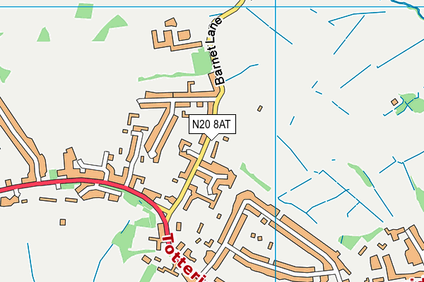 N20 8AT map - OS VectorMap District (Ordnance Survey)
