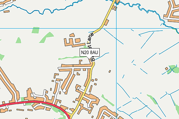 N20 8AU map - OS VectorMap District (Ordnance Survey)