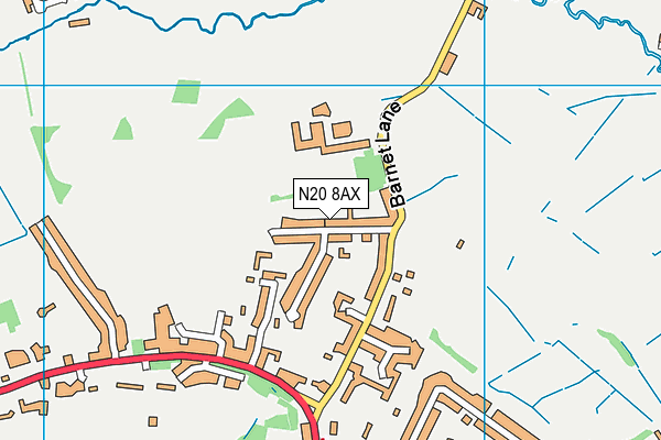 N20 8AX map - OS VectorMap District (Ordnance Survey)