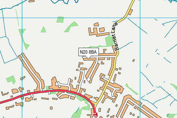 N20 8BA map - OS VectorMap District (Ordnance Survey)