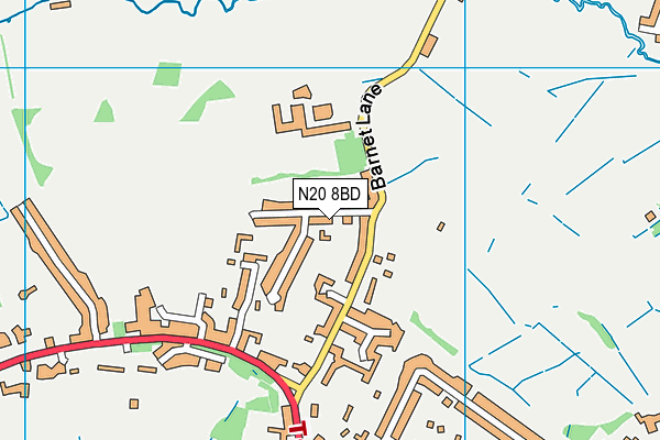 N20 8BD map - OS VectorMap District (Ordnance Survey)