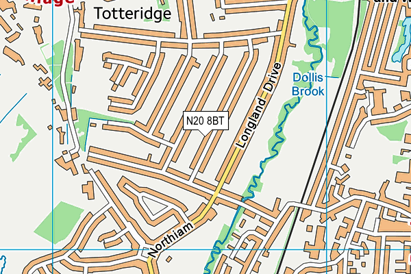 N20 8BT map - OS VectorMap District (Ordnance Survey)