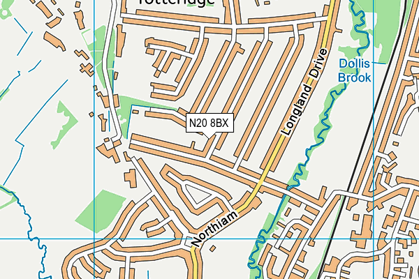 N20 8BX map - OS VectorMap District (Ordnance Survey)
