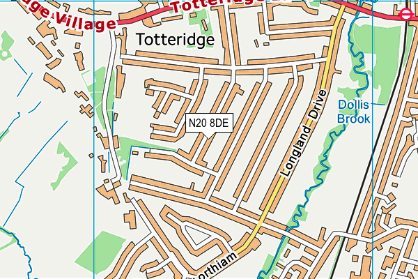 N20 8DE map - OS VectorMap District (Ordnance Survey)