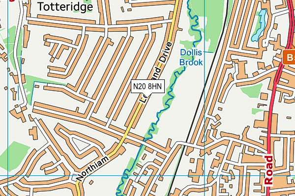 N20 8HN map - OS VectorMap District (Ordnance Survey)