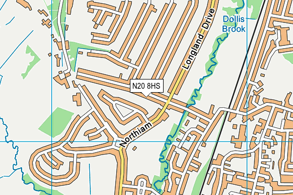 N20 8HS map - OS VectorMap District (Ordnance Survey)