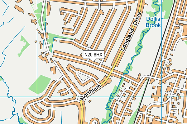 N20 8HX map - OS VectorMap District (Ordnance Survey)