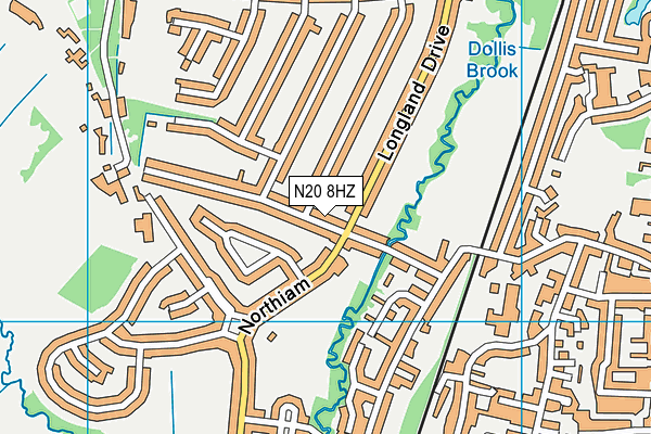 N20 8HZ map - OS VectorMap District (Ordnance Survey)