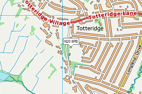 Totteridge Millhillians Cricket Club map (N20 8PB) - OS VectorMap District (Ordnance Survey)