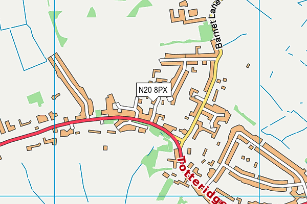 N20 8PX map - OS VectorMap District (Ordnance Survey)