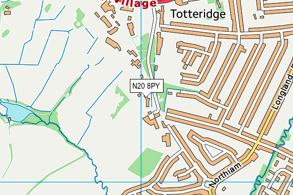 N20 8PY map - OS VectorMap District (Ordnance Survey)