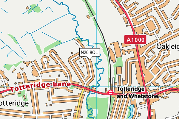 Totteridge Tennis Club map (N20 8QL) - OS VectorMap District (Ordnance Survey)
