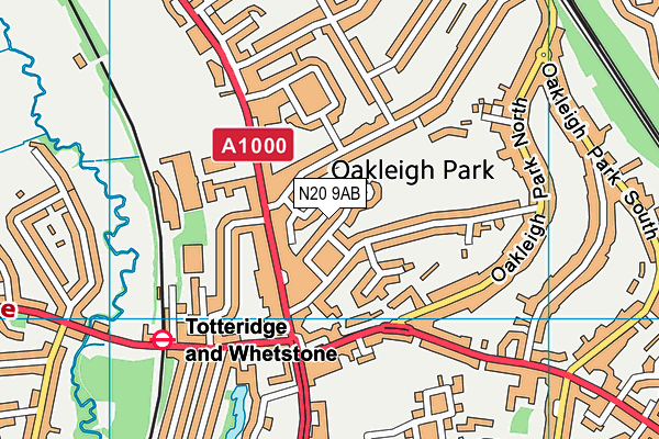 N20 9AB map - OS VectorMap District (Ordnance Survey)