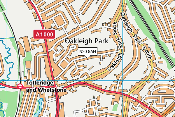 N20 9AH map - OS VectorMap District (Ordnance Survey)