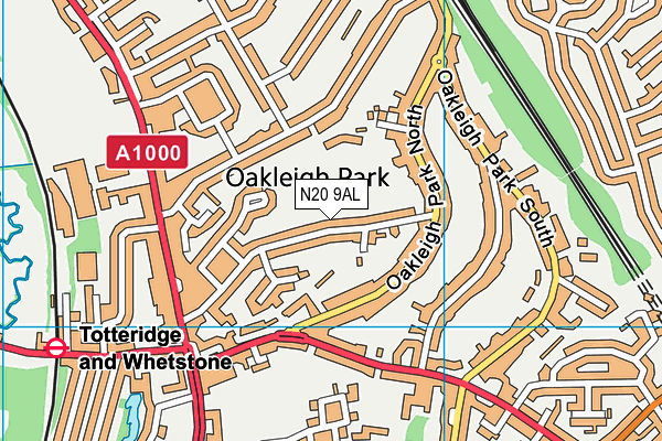 N20 9AL map - OS VectorMap District (Ordnance Survey)