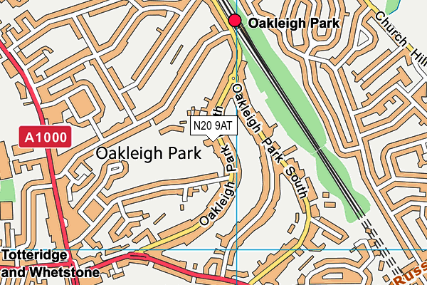 N20 9AT map - OS VectorMap District (Ordnance Survey)