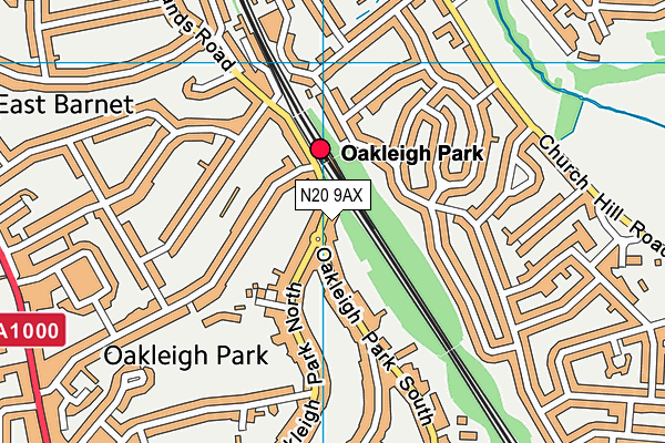 N20 9AX map - OS VectorMap District (Ordnance Survey)