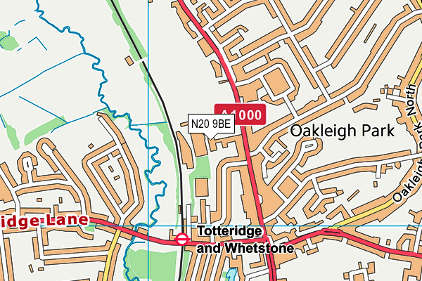 N20 9BE map - OS VectorMap District (Ordnance Survey)