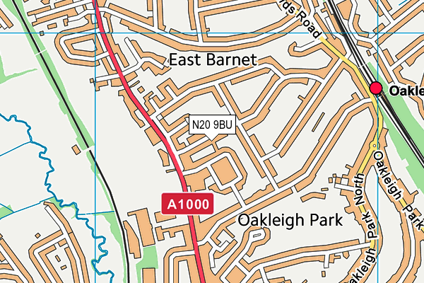 N20 9BU map - OS VectorMap District (Ordnance Survey)