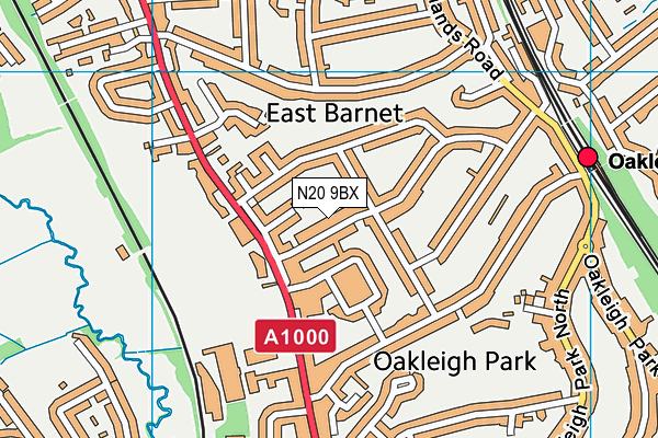 N20 9BX map - OS VectorMap District (Ordnance Survey)