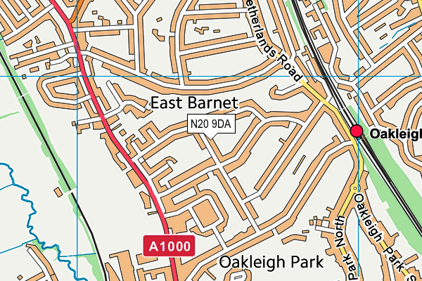 N20 9DA map - OS VectorMap District (Ordnance Survey)