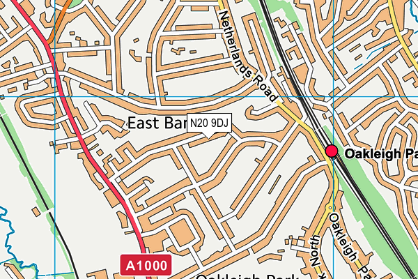 N20 9DJ map - OS VectorMap District (Ordnance Survey)