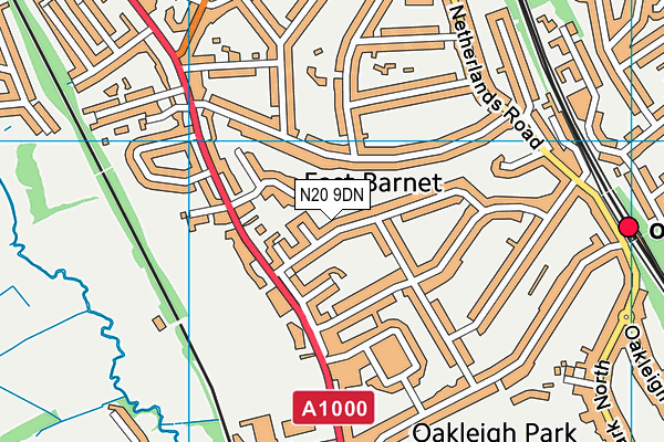 N20 9DN map - OS VectorMap District (Ordnance Survey)