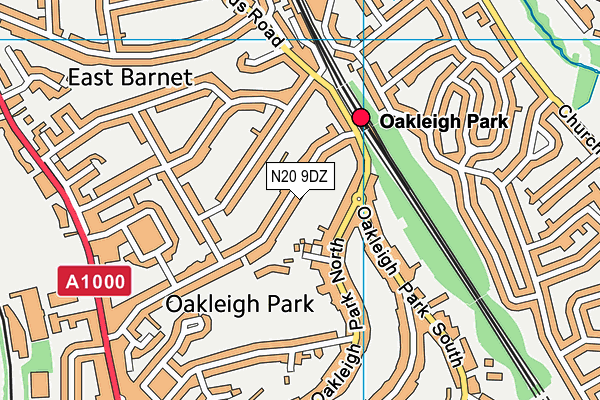 N20 9DZ map - OS VectorMap District (Ordnance Survey)